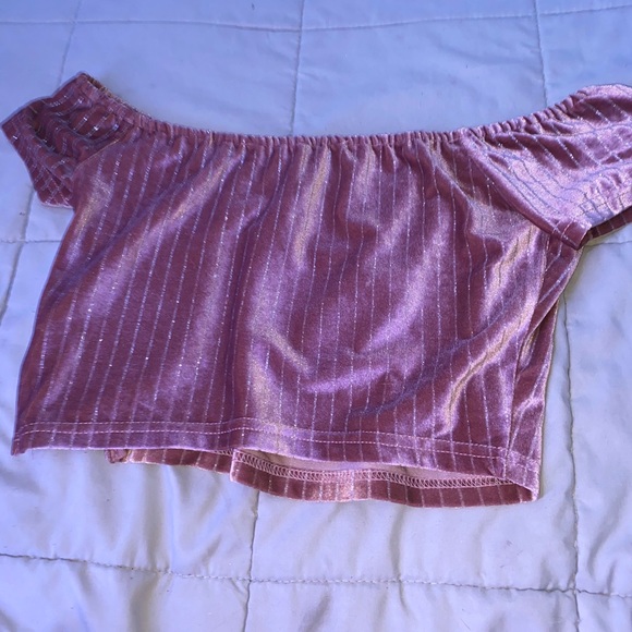 forever21 striped of the shoulder crop top - Picture 2 of 4